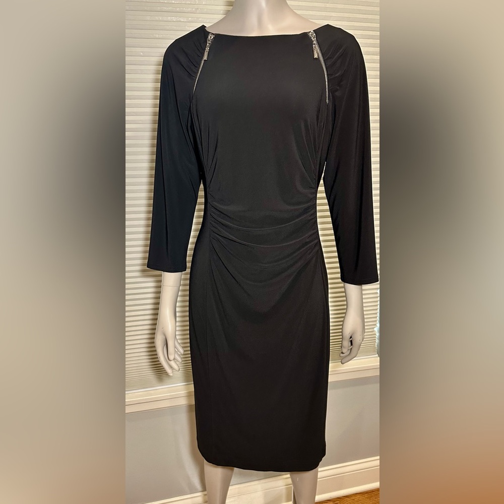 Joseph Ribkoff Black 3/4 Sleeve Sheath Dress Style 153001 Size US 10 NWT $212